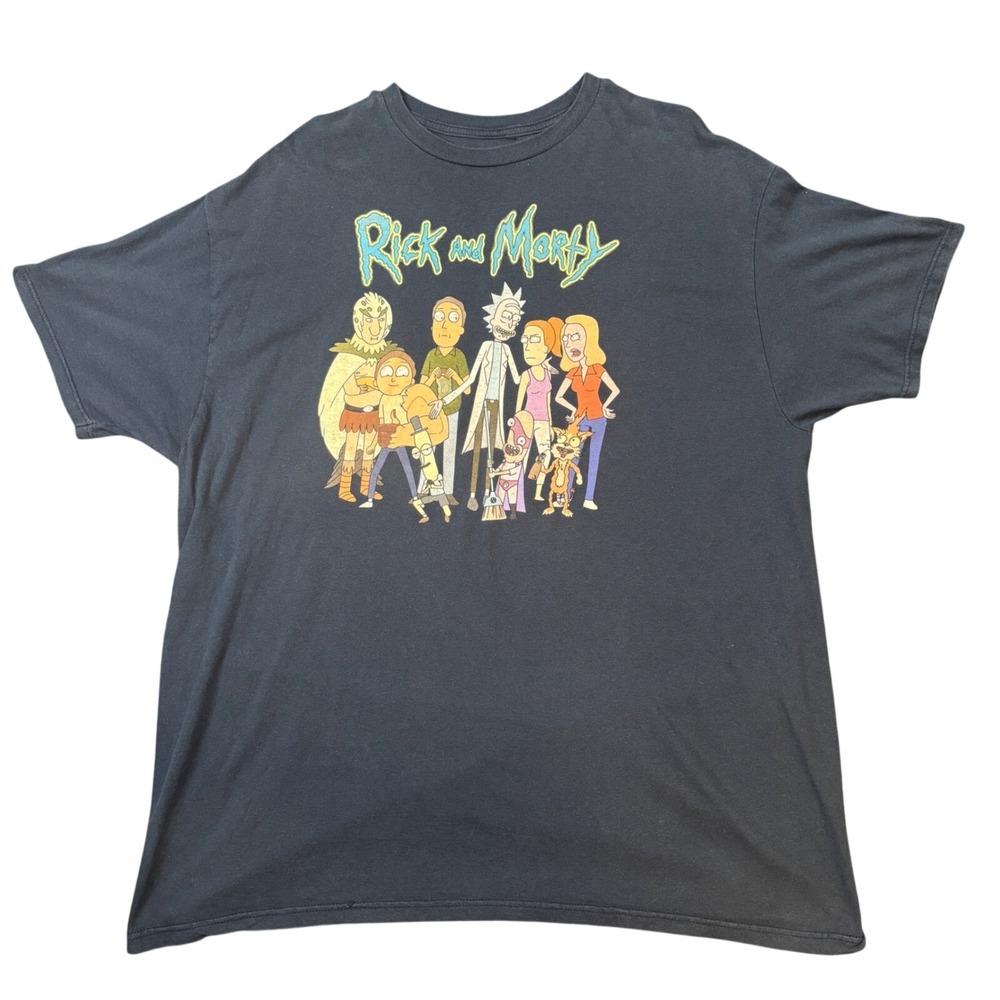Rick and Morty Ripple Junction Navy Blue Graphic T-Shirt Mens 2X Adult Swim